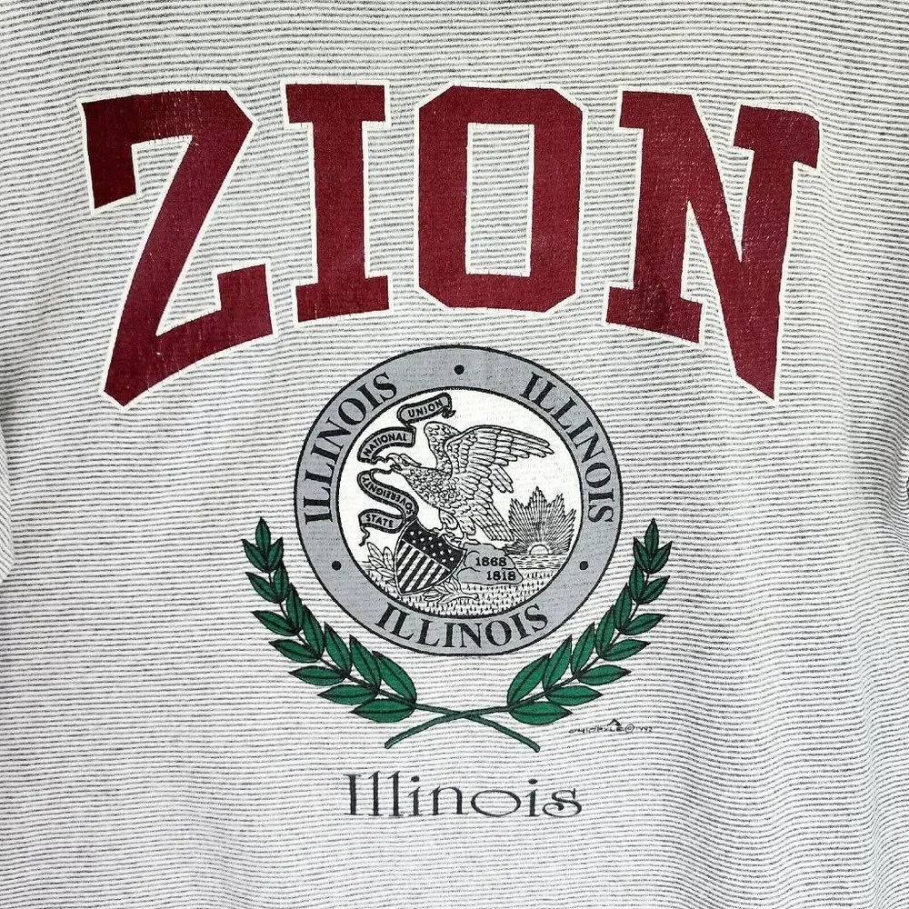 Zion Illinois Vintage USA‎ Made Single Stitch 1992 Shirt Rare Retro Size Large